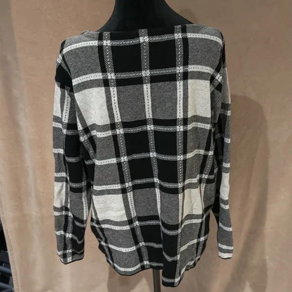 J. Jill Black and White Plaid Sweater - Picture 3 of 3